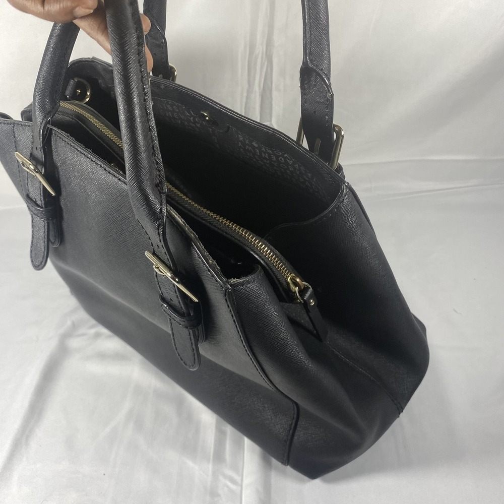 Kate Spade Satchel Bag Womens Black Leather Structured Tote Purse Gold Hardware - Picture 3 of 10